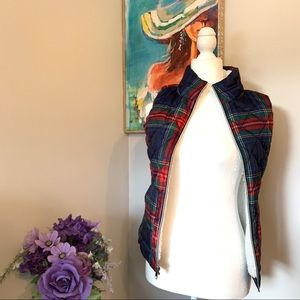 Plaid puffer vest with fleece lining